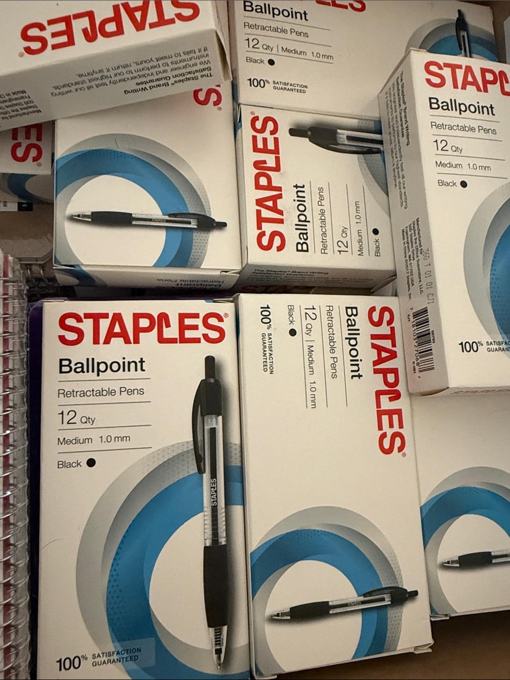 STAPLES Black Ballpoint Retractable Pens - 12 Pack - 4 boxes